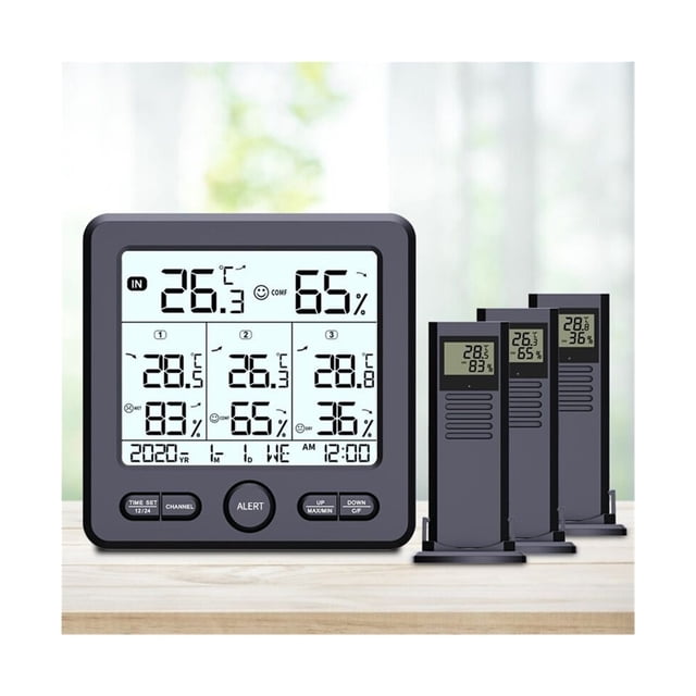 Wireless Indoor Outdoor Thermometer Digital Temperature Hygrometer With 3pcs Remote Sensors Home ,Easy to Operate