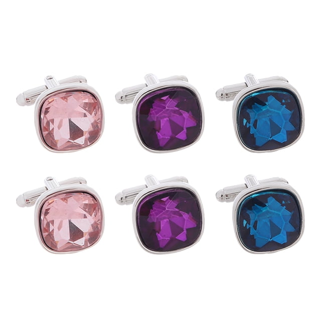 MasteelfCA 3 Pairs Rhinestone Cufflinks Jewelry Elegant Classy Male Cufflinks for Wedding