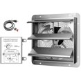 thumbnail image 1 of Ventilateur d'Extraction à Persiennes de 14 Pouces en Aluminium à Grande Vitesse 1600 Tr/min, 1000 CFM, Argent, avec Thermostat Programmable Réglable, 1 of 10