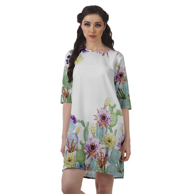 Moomaya Robes Courtes d'Été pour Femmes Imprimées Coupe Droite en Georgette Mousse Robe Évasée