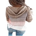thumbnail image 2 of Women‘s Hooded Sweater Rib Knitted Long Sleeve Loose Fitting Pullover with Hood, 2 of 6