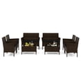 thumbnail image 1 of Patiojoy 8 Piece Patio Rattan Conversation Set Outdoor Wicker Furniture Set w/ Chair Loveseat & Tempered Glass Table Black, 1 of 9