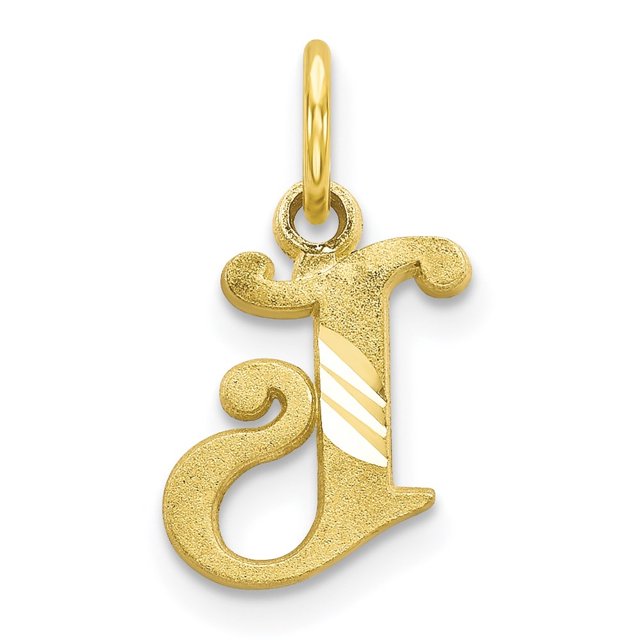 Diamond2Deal 10K Yellow Gold Solid Small Letter J Initial Charm Pendant for Women