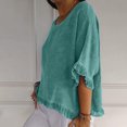 thumbnail image 4 of Plebaso T-Shirts en Coton et Lin pour Femmes à Manches à Volants, Col Ras du Cou, T-Shirts Unis Légers, Hauts, 4 of 7
