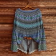 thumbnail image 2 of WTXUE Chandail Rétro Fair Isle pour Femme, Imprimé Artistique, Vintage, Col Rond, Haut à Enfiler Léger, Hauts Bohèmes, Tribal Ethnique, Graphique, Tricot Court, Bohème, Manches Longues, Épaules Tombantes, Chandail à Enfiler, Bleu, M, 2 of 3