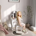 thumbnail image 2 of Qaba Ensemble de Coiffeuse avec Tiroir et Chaise pour 3 à 6 Ans, Blanc, 2 of 8