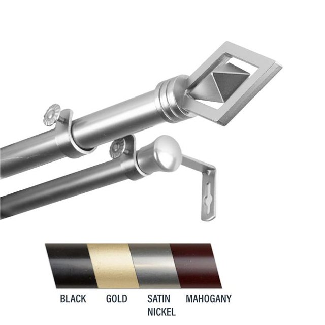 Central Design 100-69-1605-D Lance Tringle à Rideaux Double 1 Po, 160-240 Po - Nickel Satiné