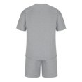 thumbnail image 4 of Mikilon Tenues Tendance pour Hommes Ensemble 2 Pcs Manches Courtes Col Rond Blouse/chemise Mode Décontractée Couleur Unie Manches Courtes Col Rond Blouses Chemises Ensembles Gris 2TG, 4 of 8