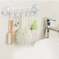thumbnail image 4 of 2 Pieces Home Bathroom Suction Cup Towel Bar hooks Towel hook rack Removeable Shower Rod 6 Hooks Hanger Towel Bar Suction Towel Rack, 4 of 9