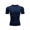 thumbnail image 1 of CVLIFE Chandails de Compression pour Hommes Manches Courtes Hauts d'Été Col Rond T-shirt de Sport T-shirt Décontracté Uni T-shirt Moulant T-shirt D\'entraînement Physique Bleu m, 1 of 3