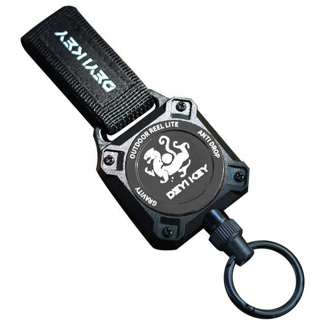 Porte-clés en Corde d'Acier Rétractable avec Mécanisme à Ressort Élastique et Fermeture à Pression Magnétique Longueur Prolongée 23 Po Format Compact 5,35 Po