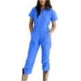 thumbnail image 1 of LSLJS Combinaison Pantalon à Revers Zippée à Taille Plissée Unie Décontractée pour Femme, 1 of 6