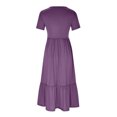 thumbnail image 5 of Penkiiy Robes Maxi pour Femmes 2024 Décontractées d'Été à Manches Courtes, Robe d'Été Ample Plissée à Étages Fluide de Plage avec Poches m Violet, 5 of 5
