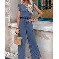 thumbnail image 4 of Jumpsuits for Women Summer Ruffle Sleeves Square Neck Rompers Drawstring Overalls with Pockets Royal Blue M, 4 of 10
