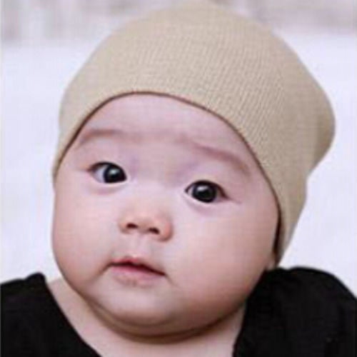 Newborn Baby Boy Girls Winter Double Layer Plain Beanie Hat Cap