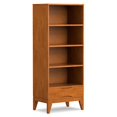 thumbnail image 1 of Simpli Home Harper Bibliothèque en Bois Dur Massif 60 X 24 Pouces avec Rangement, Brun Teck, 1 of 14