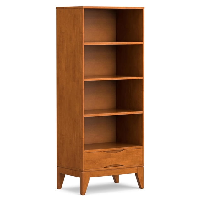 Simpli Home Harper Bibliothèque en Bois Dur Massif 60 X 24 Pouces avec Rangement, Brun Teck