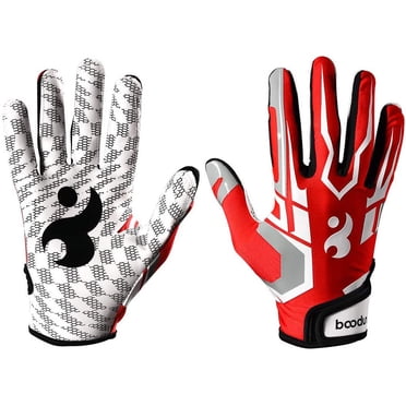 Gants de Baseball/Softball de Sport à Frapper, Super Prise, Ajustement des Doigts pour Adultes et Jeunes - Rouge