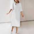 thumbnail image 2 of fatyb Robes d'Été 2025 pour Femmes Manches Courtes Décontractées Robes T-Shirt Col Rond Amples Unies Longues Robes, 2 of 6