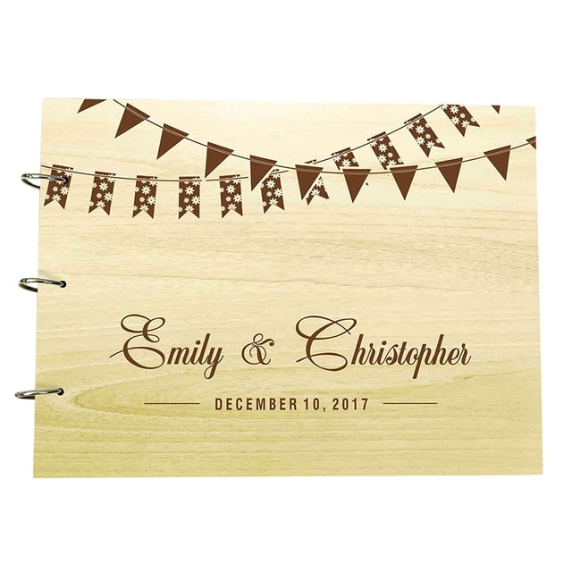 Custom Rustic Wedding Guest Book Wood Wooden Name Engraved Advice Book