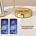 thumbnail image 4 of EDISHINE Gold Lamps Table, Small Bedside Lamps with LED Bulbs, Dimmable, Table Lamp with Glass Lampshade for Bedroom, 4 of 7