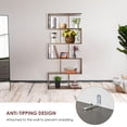 thumbnail image 2 of 5-Tier Geometric Bookshelf, 62" Tall S-Shaped Bookcase with Anti-Collapse Device Design, Modern Freestanding Display Shelf Unit for Home Office, Living Room, Bedroom, Rustic Brown, 2 of 8