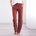 thumbnail image 3 of Women Pants Casual Yoga Straight Leg Comfy Drawstring Lounge Running Long Active Sweat Plus Size Cargo Trousers, 3 of 3