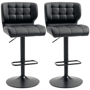 HOMCOM Adjustable Bar Stools Set of 2 with Footrest Back for Dining Room