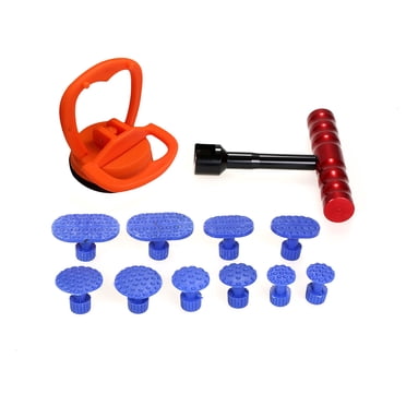 Ensemble d'Outils de Réparation de Bosses Sans Peinture 1 Pce Tire-Bosse Rouge Outil de Retrait de Bosses avec 10 Pcs de Colle Plastique