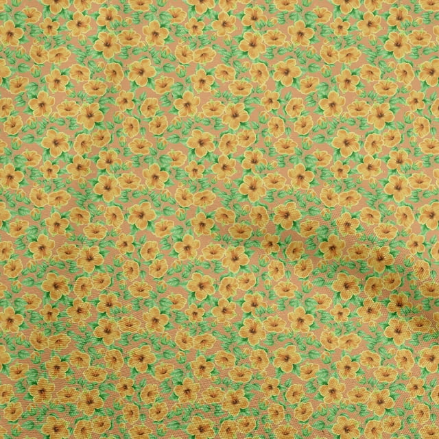 oneOone Cotton Flex Yellow Fabric Tropical Sewing Craft Projects Fabric Prints By Yard 40 Inch Wide