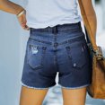 thumbnail image 3 of XZNGL Jean Shorts Womens Stretchy Womens Denim Printing Short Summer Mid Waist Stretchy Pockets Jean Shorts Womens Shorts for Summer Denim Womens Denim Shorts for Summer, 3 of 7