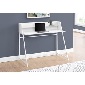 Monarch Specialties Bureau d'ordinateur, Bureau à la maison, Ordinateur portable, Étagères de rangement, 48"l, Travail, Métal, Stratifié, Blanc, Contemporain, Moderne