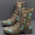 thumbnail image 1 of Cameland Women's Printed Embroidered Boots Over Feet Round Toe Chunky Ankle Boots, 1 of 4