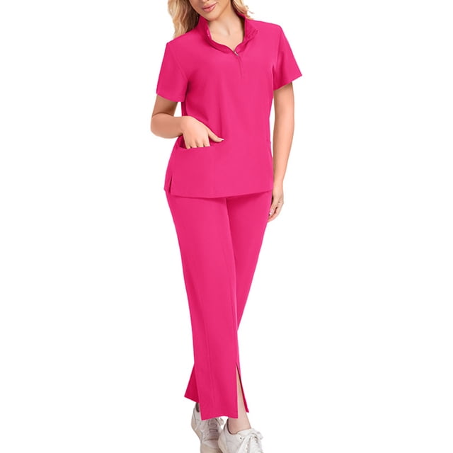 Women's Scrub Set - V-Neck Short-Sleeved Comfortable Workwear Set for Doctors and Nurses