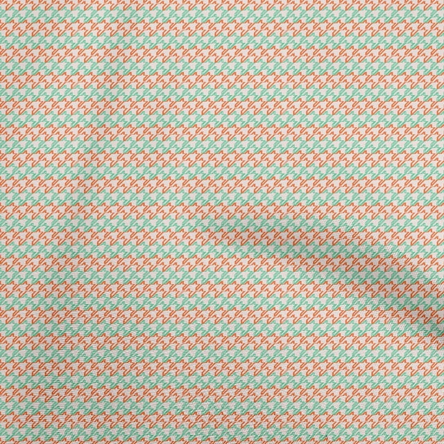 oneOone Polyester Spandex Orange Fabric Houndstooth Dress Material Fabric Print Fabric By The Yard 56 Inch Wide