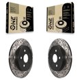 thumbnail image 1 of DS-One Rear Coated Drilled Slotted Disc Brake Rotors Pair for Car Toyota Corolla Matrix Prius Prime Pontiac Vibe AWD-e Lexus CT200h Plug-In KD-100108, 1 of 11