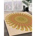 thumbnail image 3 of Ahgly Company Machine Washable Indoor Round Transitional Yellow Area Rugs, 4' Round, 3 of 7