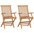 thumbnail image 2 of vidaXL Garden Chairs with Green Cushions 2 pcs Solid Teak Wood, 2 of 5