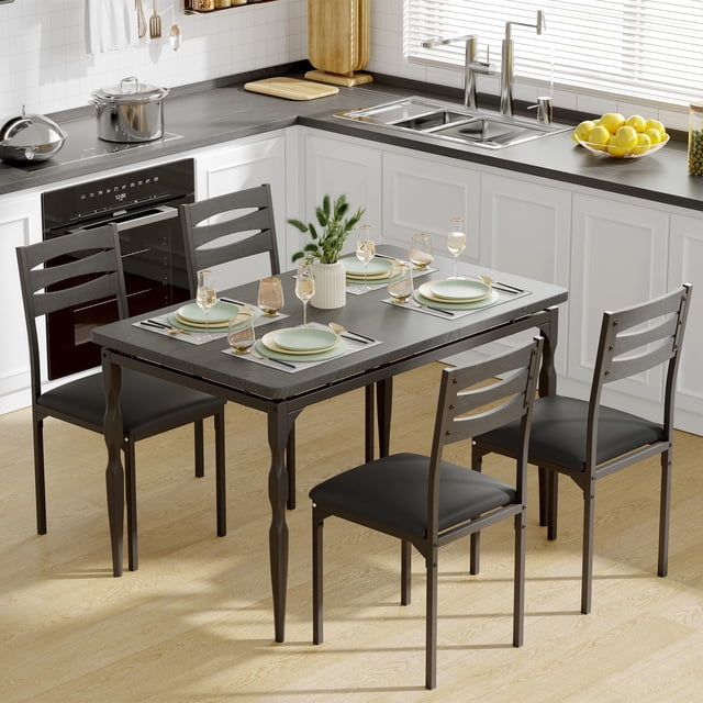 Dining Table for 4, Small Table and Chairs Set of 4, Dinette Set for4, 5 Piece Kitchen & Dining Room Sets for Small Space