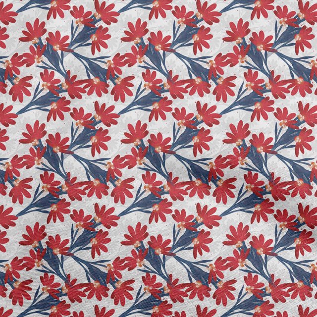 oneOone Tissu Polyester Spandex Rouge Floral Diy Couture Tissu Imprimé Tissu au Mètre 56 Pouces de Large