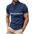 thumbnail image 2 of QIPOPIQ Men's Casual Golf Shirts Short Sleeve Button Down Striped Collared Shirts Summer Work T-Shirt Clearance, 2 of 9