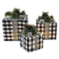 thumbnail image 1 of 3Pcs/Set Christmas Gift Box Decoration Red Black White Plaid Ribbon Bowknot Pine Cone Needle  Tree Holiday Present Box Ornament Kit, 1 of 9