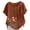 Brown, variant on Ichuanyi Women's Summer Casual Linen Shirt Round Neck Printing T-Shirt Loose Short Sleeve Blouse Basic Tops