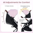 thumbnail image 4 of INFANS Travel Stroller, Lightweight Compact Baby Stroller for Airplane with One-Hand Fold, Multi-Position Recline, Canopy, 4 Wheel Suspension, Storage Basket, 4 of 9