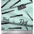 thumbnail image 3 of Soimoi Green Silk Fabric Text & Knife Kitchen Printed Fabric 1 Yard 42 Inch Wide, 3 of 3