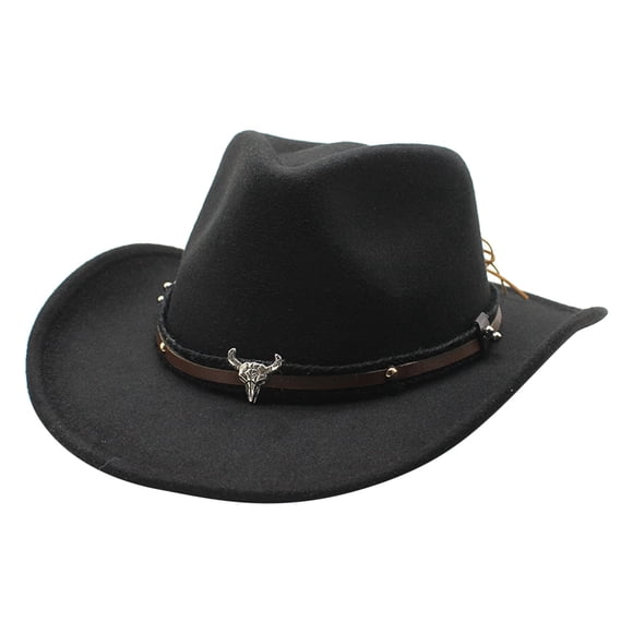 Chapeau de Cowboy en Paille à Grand Bord Chapeau de Soleil pour Hommes Femmes Chapeau Panama avec Mentonnière Sombrero Taureau Chapeau de Voyage Noir