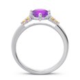 thumbnail image 4 of Bague de Fiançailles Éblouissante pour Elle en Or Blanc Massif 14K avec Améthyste et Citrine Taille Ronde 2,20 Ct Taille 4 par Diamond-Capitals, 4 of 7