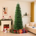 thumbnail image 3 of Alupssuc 5.5ft Prelit Artificial Slim Pencil Christmas Tree with 160 Warm White Lights, 420 Branch Tips and Foldable Stand, 3 of 7