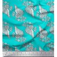thumbnail image 1 of Soimoi Poly Georgette Fabric Leaves & Floral Block Print Fabric by Yard 52 Inch Wide, 1 of 3