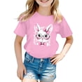 thumbnail image 1 of Hauts Filles Été Manches Courtes Mignon Imprimé Lapin de Pâques Col Rond T-Shirt Décontracté Garçons T-Shirts Rose 3-4 Ans, 1 of 3